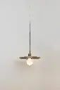 OXOSTSUSSET9 spot suspension - natural oak disk - round glass (black cable) old bronze