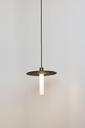OXOSTSUSSET11 suspension spot - disque noyer - verre tube (câble noir) bronze ancien
