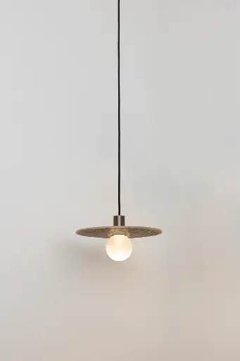 [15109] OXOSTSUSSET9 spot suspension - natural oak disk - round glass (led driver included) old bronze